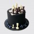 Черный торт с шахматами из мастики №105561