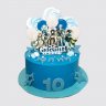 Торт Genshin Impact с голубой абстракцией №105817