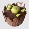 Праздничный торт в виде Шрека в болоте с ягодами №105991