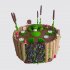 Детский торт в виде болота с бамбуковыми палочками №106023