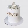 Двухярусный торт на Крестины с бабочками №106151