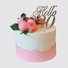 Двухъярусный торт на 30 лет девушке с цветком из мастики №106539