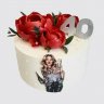 Необычный торт на 40 лет женщине с цветком из мастики №106622