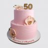 Красный торт на 50 лет женщине в День Рождения №106697