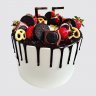 Торт на День Рождения мужчине 55 лет с шарами и ягодами №106761