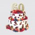 Двухъярусный ягодный торт женщине с цифрой 60 №106787