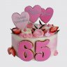 Красивый торт на 65 лет женщине с цветами №106813