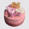Нежный торт на юбилей женщине 65 лет с пуговицами №106817