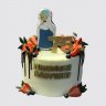 Двухъярусный торт на 75 лет бабушке с цветами №106900