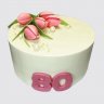 Торт на юбилей 80 лет женщине с цветами №106940