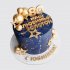 Торт дедушке на 80 лет с золотыми шарами и звездами №106968