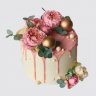 Торт с цветами на День Рождения белый №107111