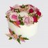 Торт с цветами на День Рождения белый №107111
