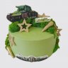 Торт с танком на День Рождения мальчику из крема №107337