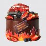 Торт с пожарной машиной и клубникой №107598