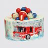Торт на День Рождения мальчику 6 лет с пожарной машиной №107600