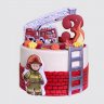 Торт на День Рождения 6 лет с пожарной машиной №107605