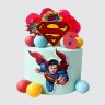 Торт для мальчика на 7 лет с Суперменом и леденцами №107620