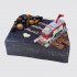Квадратный торт поезд на День Рождения с ягодами №107803