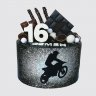 Черный торт на День Рождения с мотоциклом №107916