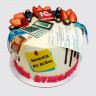 Двухъярусный торт на день бухгалтера с цветами №108069