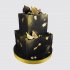 Двухъярусный черно-золотой торт мужчине с ягодами №108149