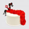 Торт с силуэтом девушки и живыми цветами №108262
