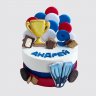 Торт на День Рождение 13 лет пловцу с медалью из мастики №108292