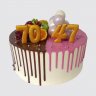 Двойной торт для двоих именинников с радугой №108398