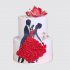 Двухъярусный торт танцы с красным цветком №108585