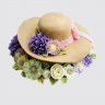 Нежный торт в виде шляпки с цветами №108605