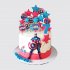 Торт на День Рождения мальчику 7 лет Капитан Америка со звездами №108785