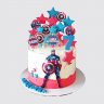 Праздничный торт на 3 года Капитан Америка с безе №108786