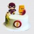 Белый торт на годовщину 5 лет с Флеш героем из пряника №108803