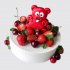 Белый торт Медведь Валера с ягодами клубники и вишни №108923