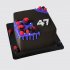 Квадратный черный торт с ягодами на ДР 47 лет №109249