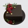 Торт на День Рождения 25 лет с ягодами черный квадрат №109253