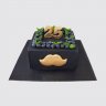 Праздничный квадратный черный торт на День Рождения 25 лет с ягодами №109261