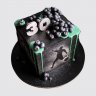 Квадратный черный торт с колесами из мастики №109266
