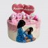 Праздничный торт для мамы и дочки с сердечками №109313