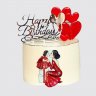 Двухъярусный торт с сердцем из цветов для мамы и дочки №109321