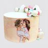 Торт на День Рождения для мамы и дочки с шарами из мастики №109327