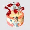 Классический торт женщине косметологу с сердечками №109451