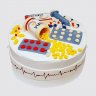 Праздничный торт таблетка на День Рождения девочке с цветком №109495
