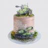 Торт на юбилей мужчине с танком из мастики №109550