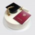 Белый торт студенту с дипломом и шапочкой с кисточкой №109651