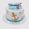 Торт в виде катера на День Рождения капитану №109677