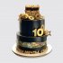 Двухъярусный черный торт на юбилей 10 лет сундук с деньгами №109695