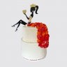 Двухъярусный торт женщине с цветами и кокосом №109711