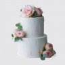 Торт для женщины с цветами двухъярусный №109714